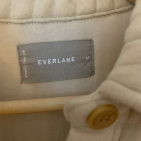Everlane The Organic Cotton Quilted Shirt Jacket Cream Parchment M - Picture 11 of 13